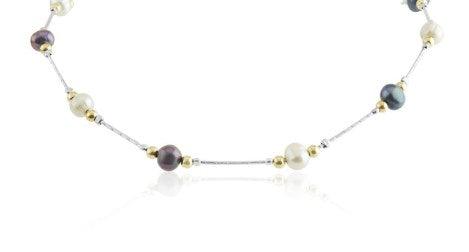 Lavan Gold and Silver Multicoloured Pearl Necklace - Rococo Jewellery
