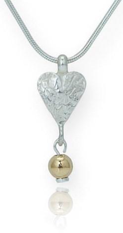 Lavan Gold and Silver Etched Heart Necklace - Rococo Jewellery