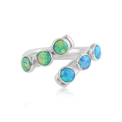 Silver Blue & Green Opal Ring - Rococo Jewellery