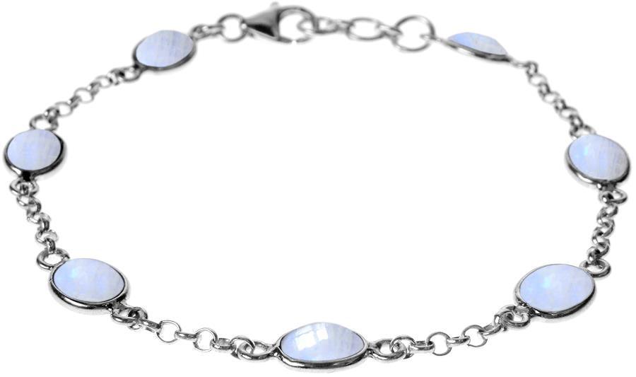 Sterling Silver Rainbow Moonstone Bracelet - Rococo Jewellery