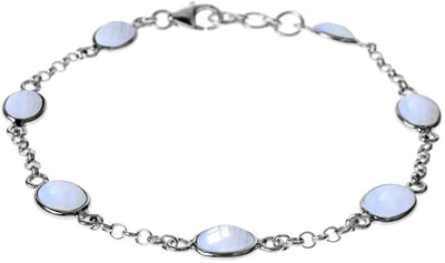 Sterling Silver Rainbow Moonstone Bracelet - Rococo Jewellery