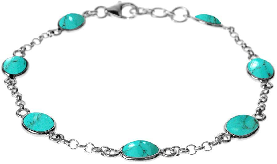 Turquoise Ovals Bracelet - Sterling Silver - Rococo Jewellery