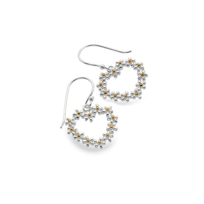Sea Gems Tiny Daisy Heart Earrings - Rococo Jewellery