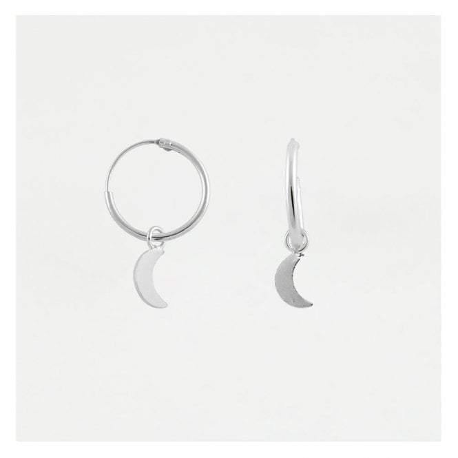 Kingsley Ryan Crescent Moon Hoop Earrings - Sterling Silver or Gold Vermeil - Rococo Jewellery