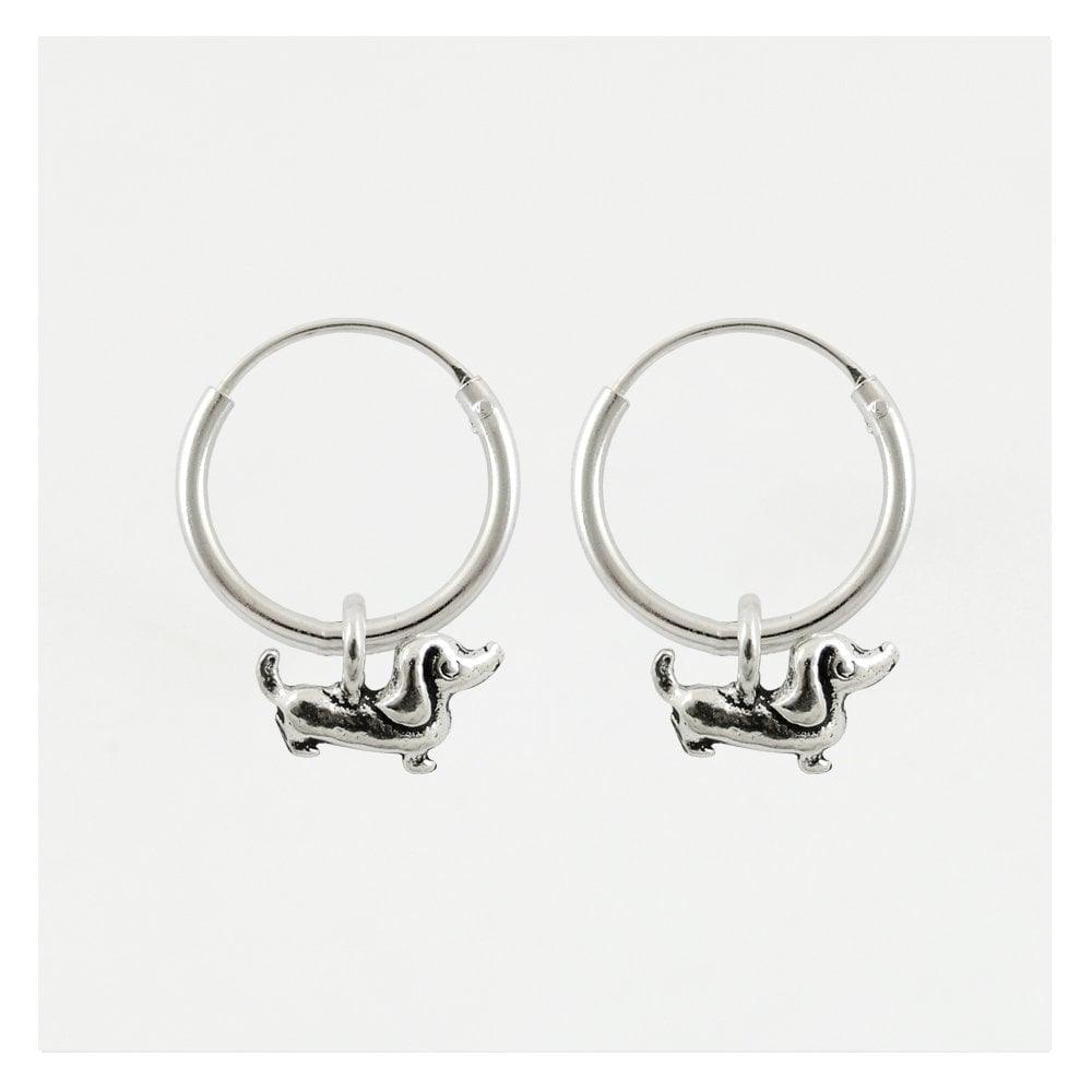 Kingsley Ryan Sterling Silver Dachshund Hoop Earrings - Rococo Jewellery