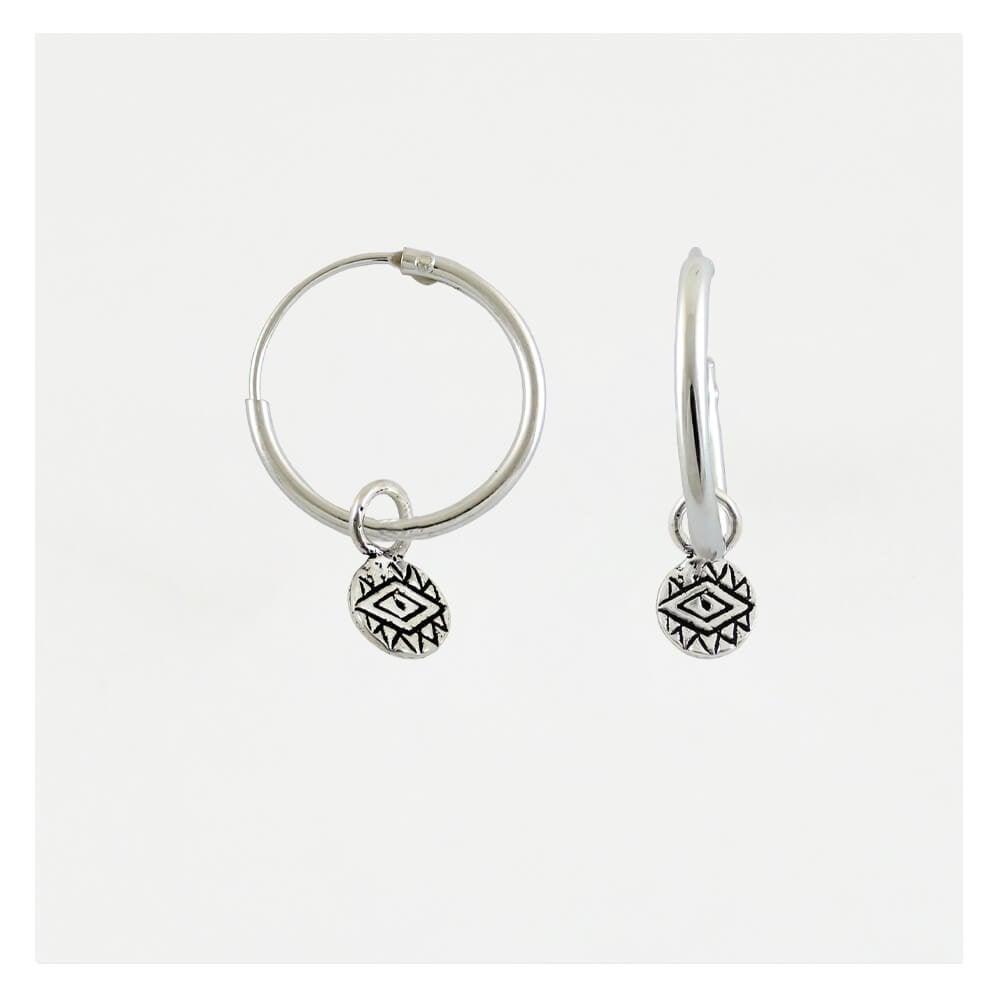 Kingsley Ryan Sterling Silver Evil Eye Charm Hoop Earrings - Rococo Jewellery