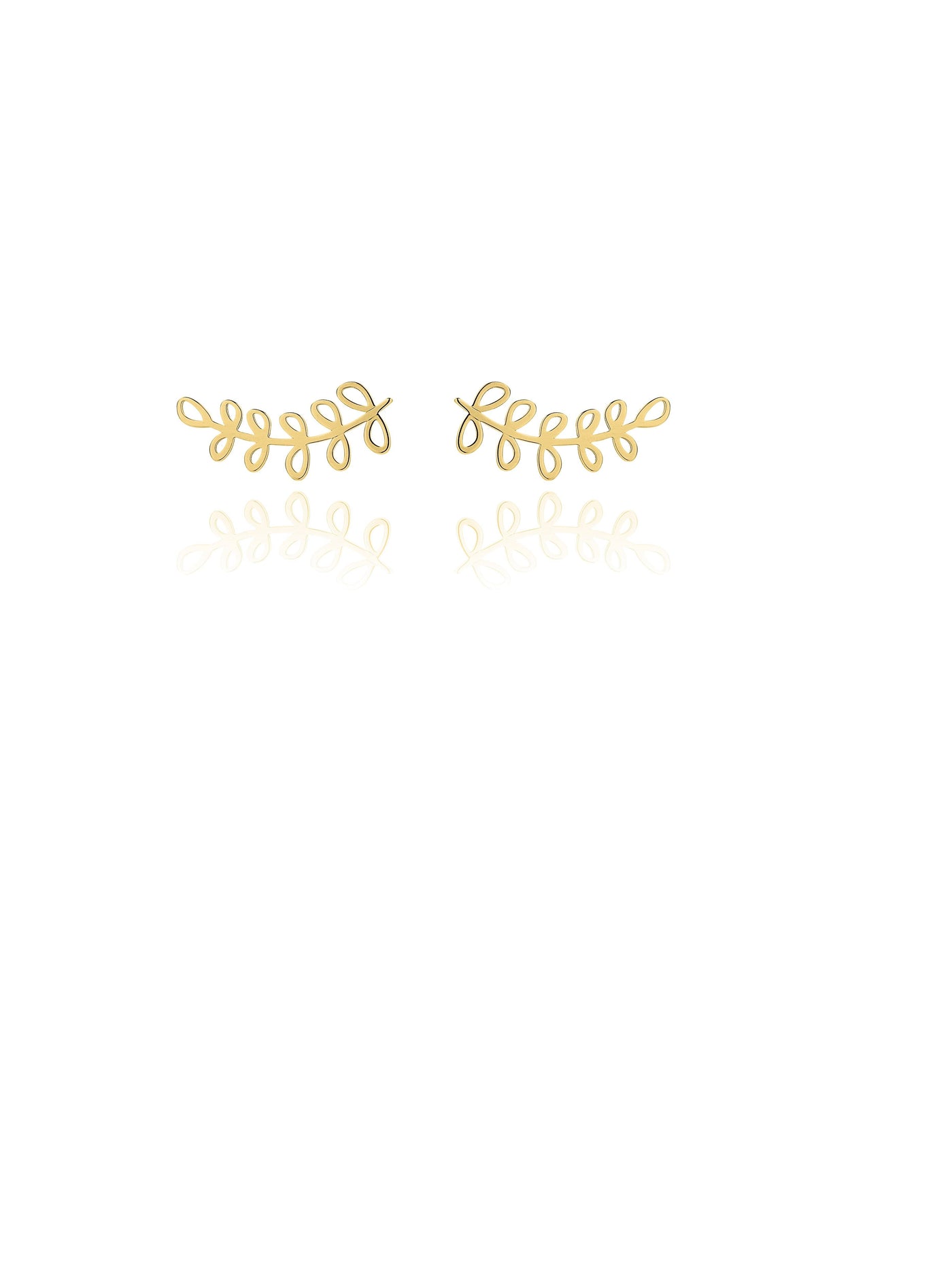 Unique & Co 9ct Gold Rowan Leaf Crawler Earrings - Rococo Jewellery