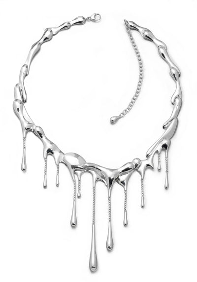 Lucy Q Large Drop Necklace - Sterling Silver - Rococo Jewellery