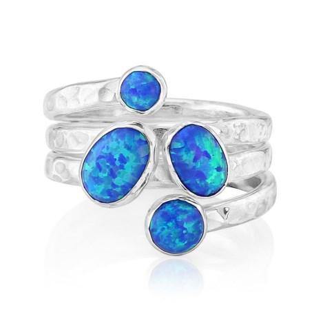 Dark Blue Opal Ring - Sterling Silver - Rococo Jewellery