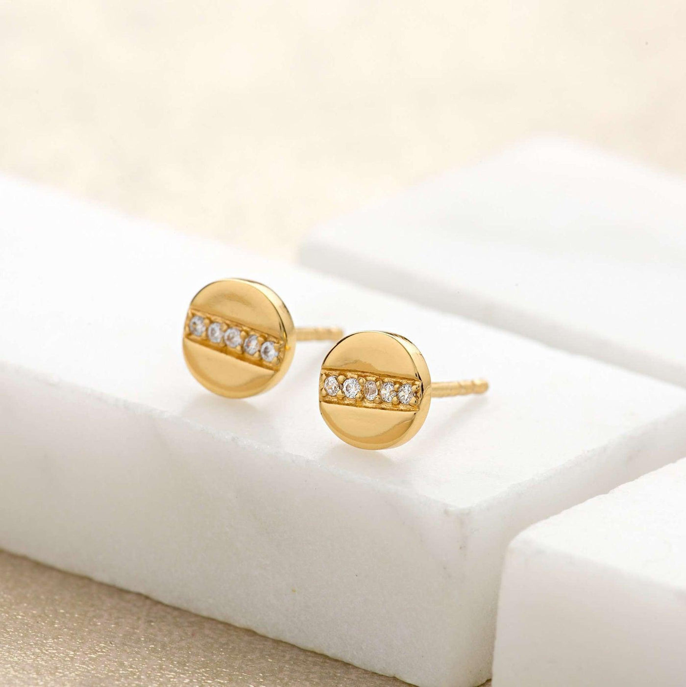 Scream Pretty Circle with Line of Sparkle Stud Earrings - Rococo Jewellery