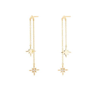 Scream Pretty Gold Double Drop Starburst Earrings - Rococo Jewellery