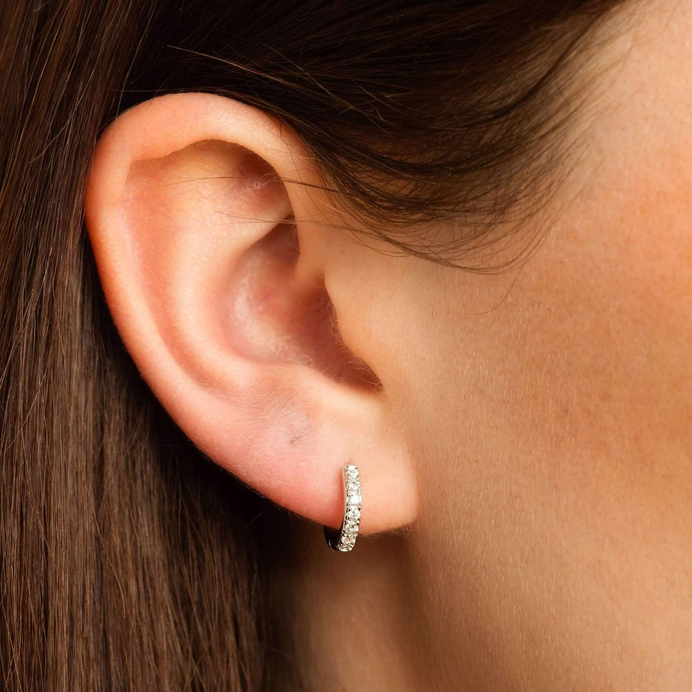Scream Pretty Huggie Earrings with Clear Stones - Rococo Jewellery