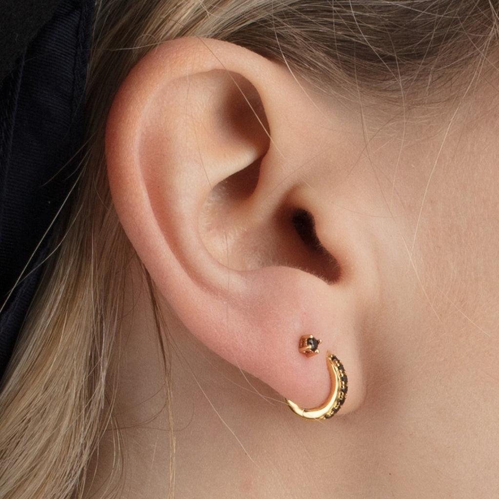 Scream Pretty Teeny Tiny Stud Earrings with Black Stones - Rococo Jewellery