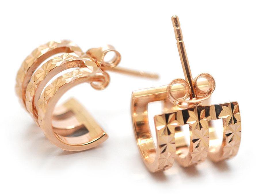 Babette Wasserman Rose Gold Triple Band Earrings - Rococo Jewellery