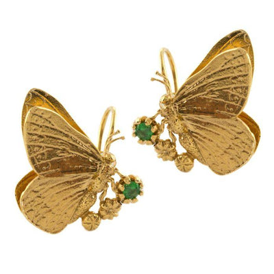 Alex Monroe Butterfly Earrings With Tsavorite - Rococo Jewellery