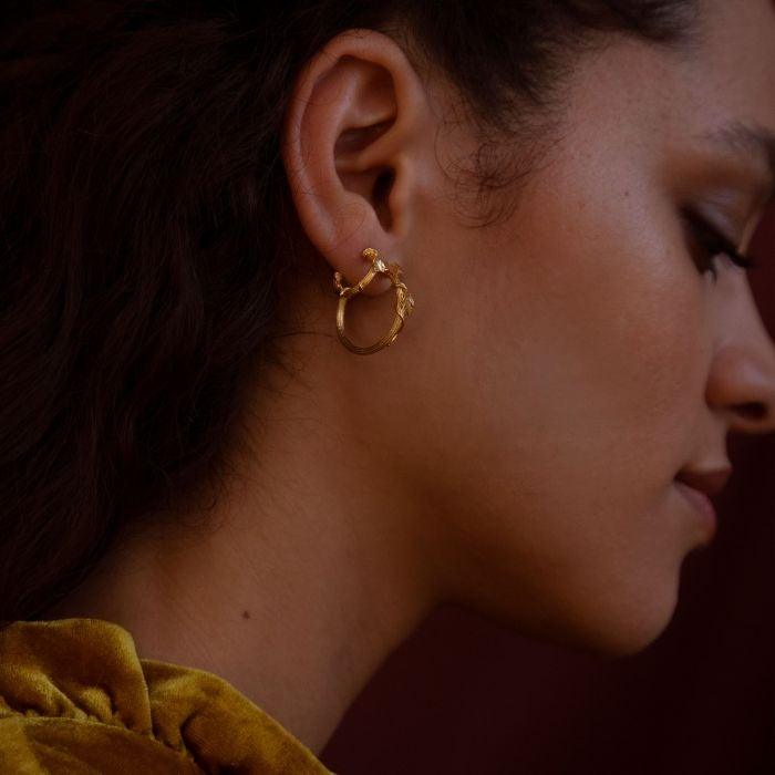 Alex Monroe Overgrown Column Mini Hoop Earrings - Rococo Jewellery