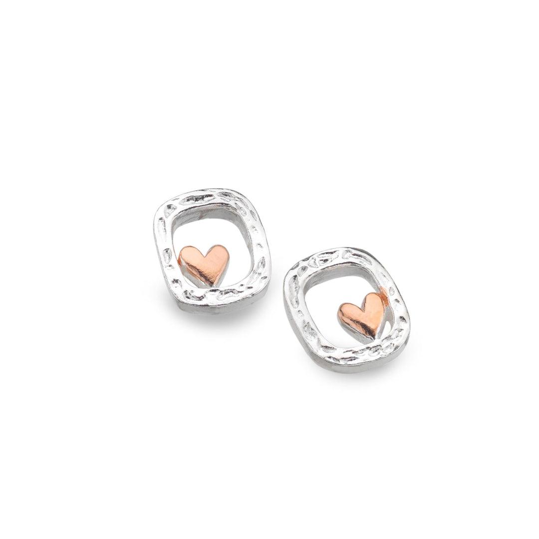 Sea Gems Framed Heart Stud Earrings - Rococo Jewellery
