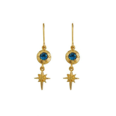 Alex Monroe Guiding Star Earrings with London Blue Topaz - Rococo Jewellery