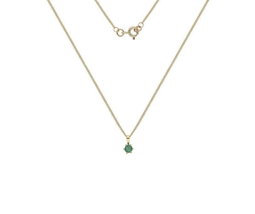 9ct Gold & 4mm Claw Set Emerald Pendant - Rococo Jewellery