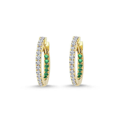 GFG Jewellery Claire Diamond and Emerald Huggie Hoops - 18ct Gold - Rococo Jewellery