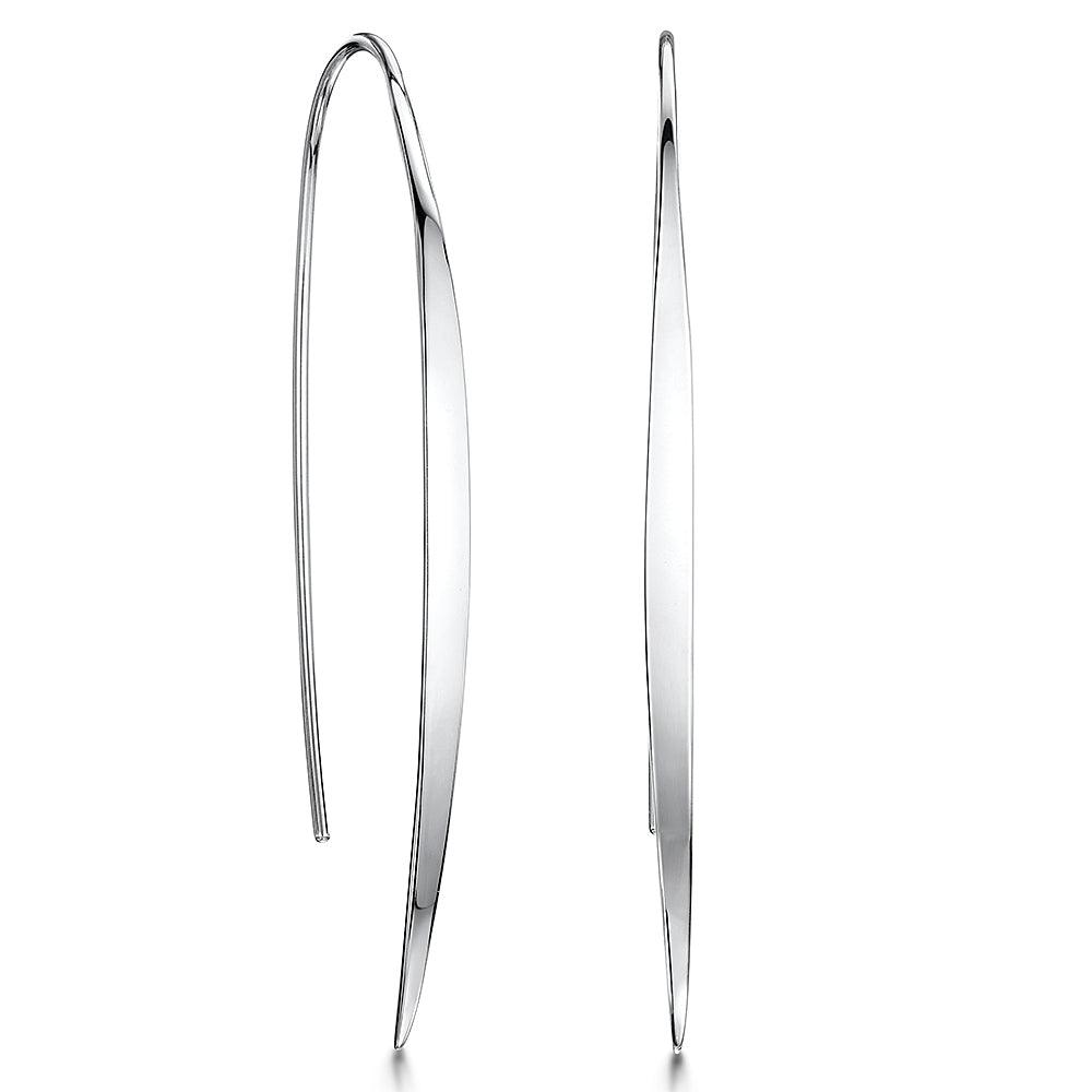 Elegant Curve Sterling Silver Drop Earrings - Rococo Jewellery