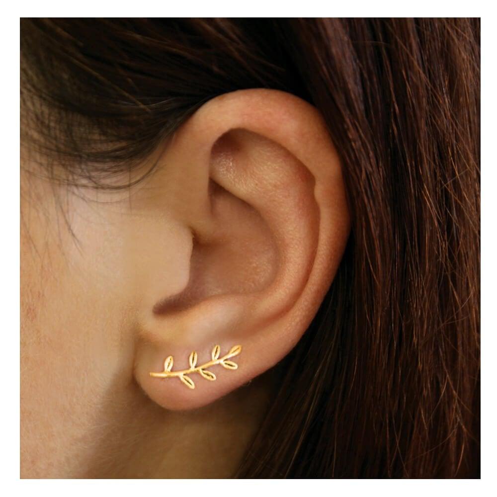 Kingsley Ryan Gold Vermeil Leaves Ear Climbers - Rococo Jewellery