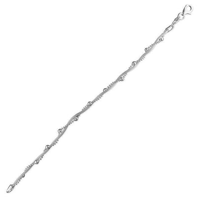 Sterling Silver Beads in a Twist Bracelet - Rococo Jewellery