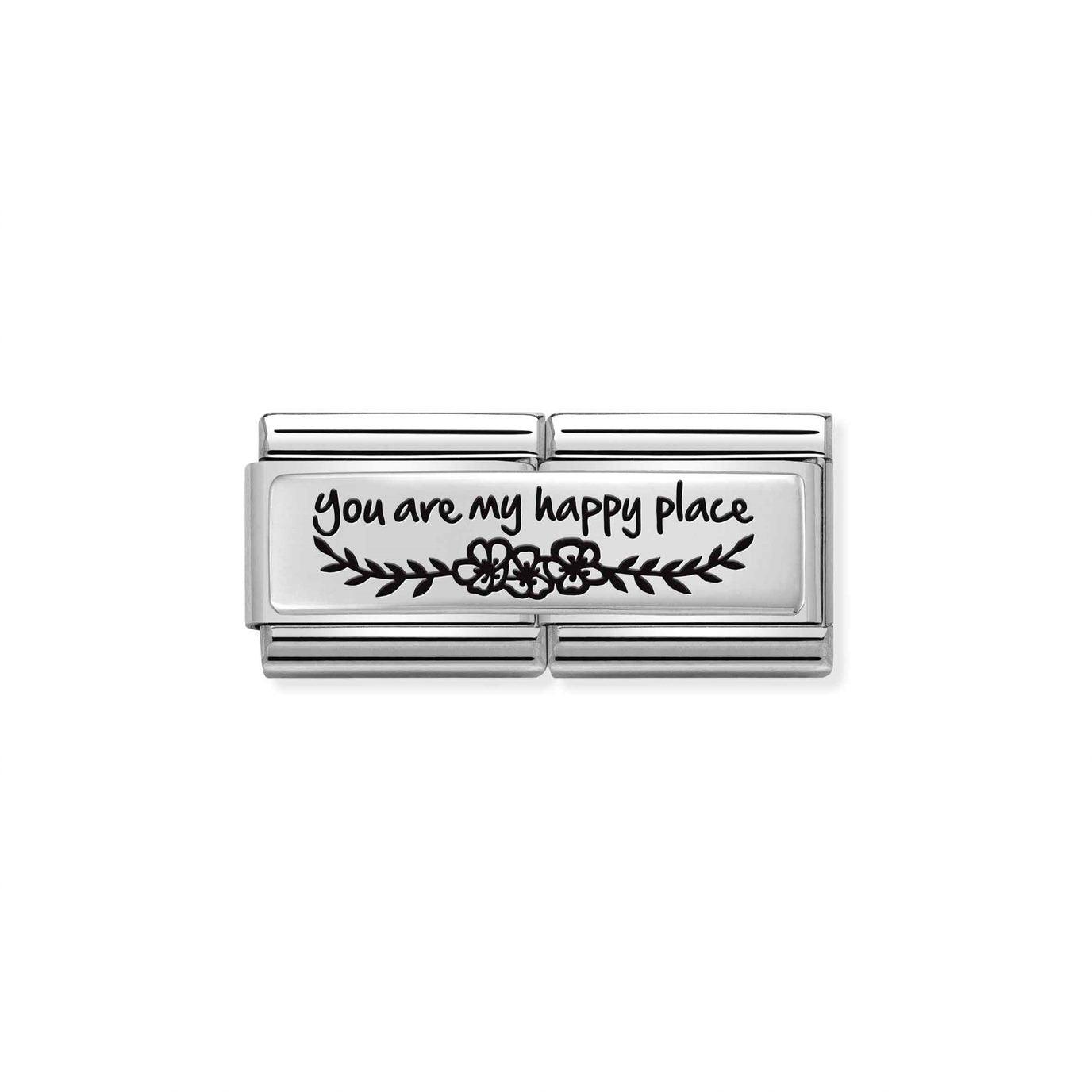 Nomination Classic "You Are My Happy Place" Engraved Link with Flowers - Rococo Jewellery