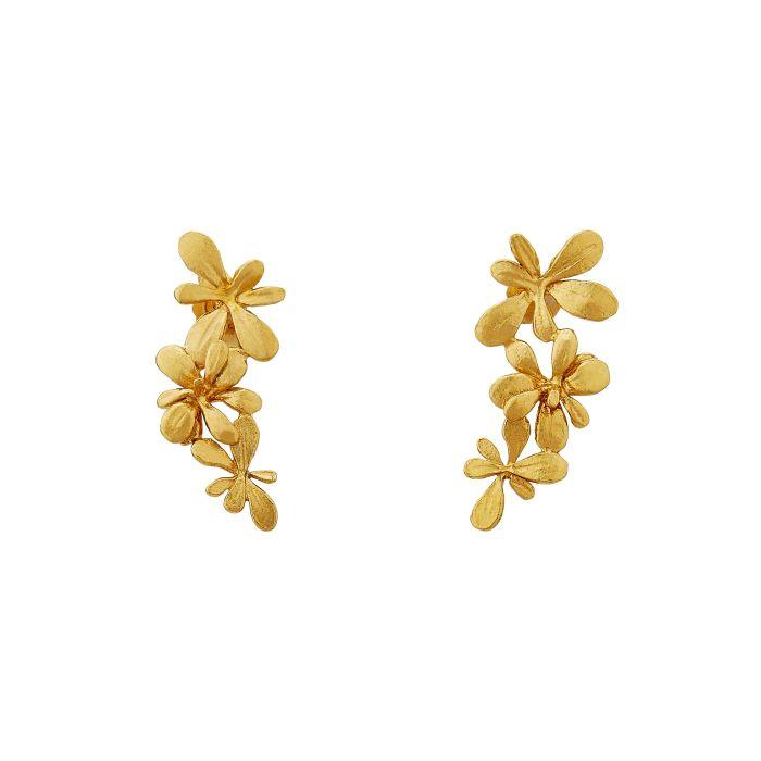 Alex Monroe Sprouting Rosette In-line Drop Stud Earrings - Rococo Jewellery