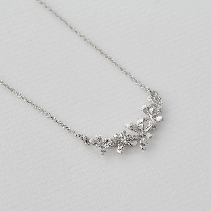 Alex Monroe Sterling Silver Sprouting Rosette In-line Necklace - Rococo Jewellery