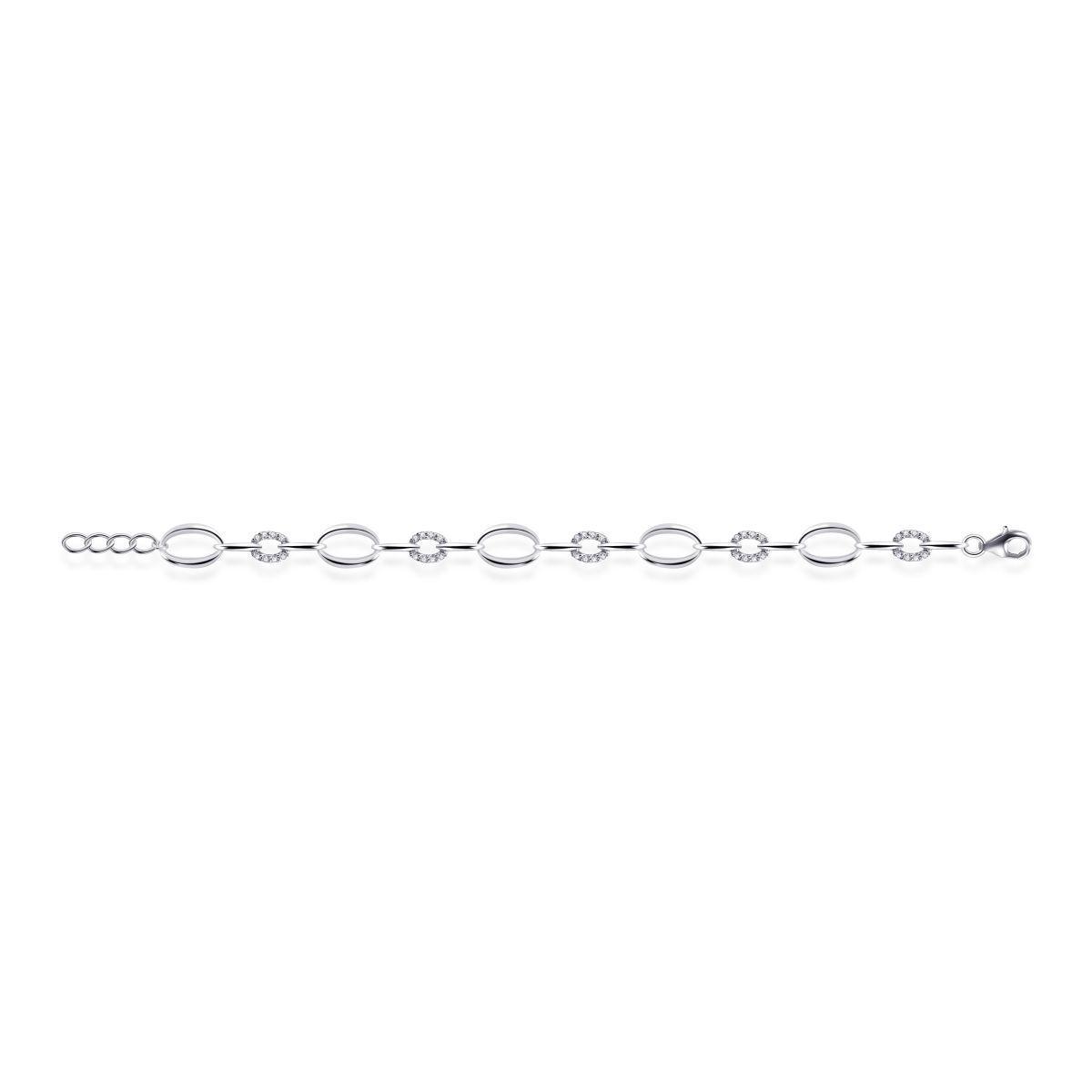 Silver Link Bracelet with Cubic Zirconia - Rococo Jewellery