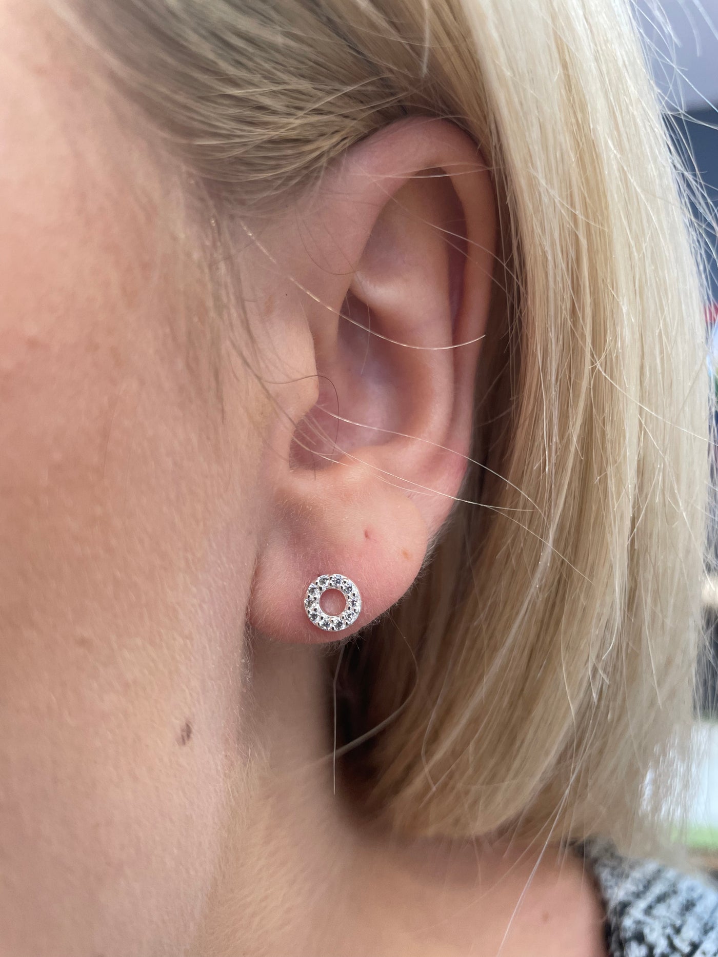 CZ Mini Open Circle Stud Earrings - Rococo Jewellery