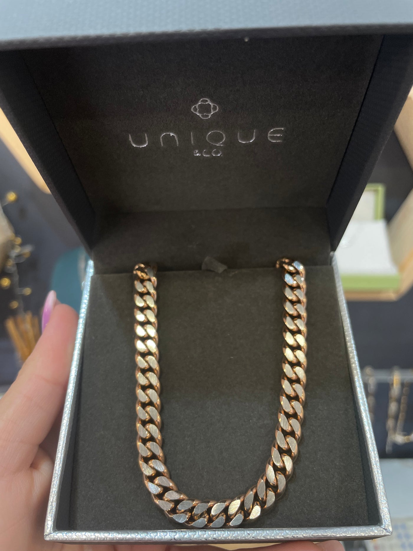 Unique & Co Stainless Rose Gold Or Steel Curb Chain Necklace - Rococo Jewellery