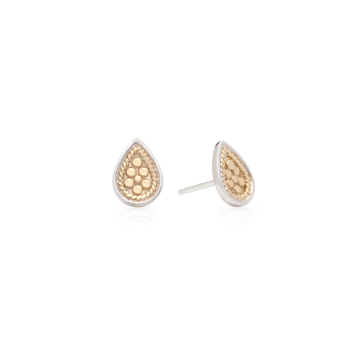 Anna Beck Gold and Silver Teardrop Stud Earrings - Rococo Jewellery