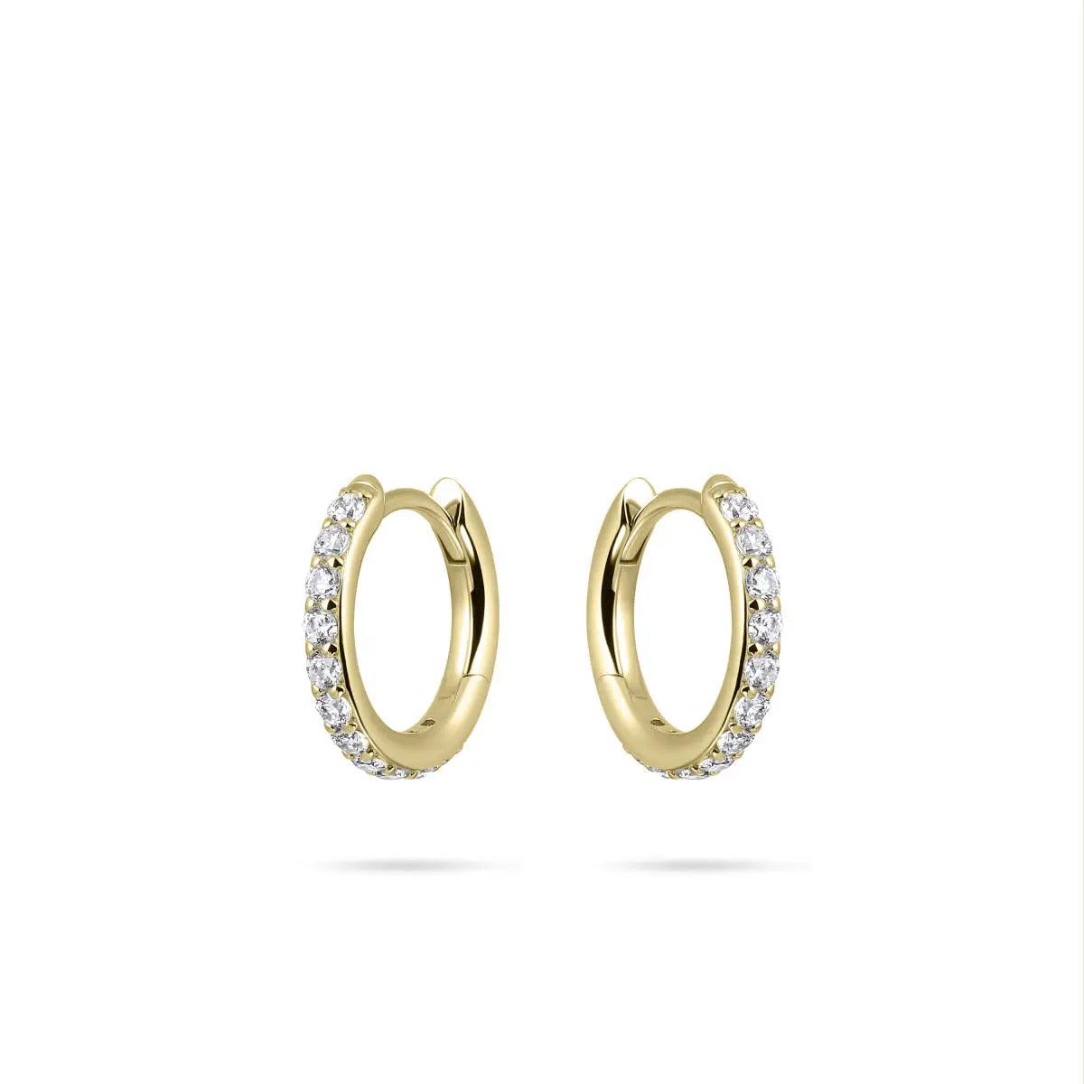 15mm Gold Sparkling Midi Hoop Earrings - Rococo Jewellery