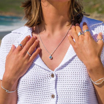 Sea Gems Blue Topaz Pendant Necklace - Rococo Jewellery