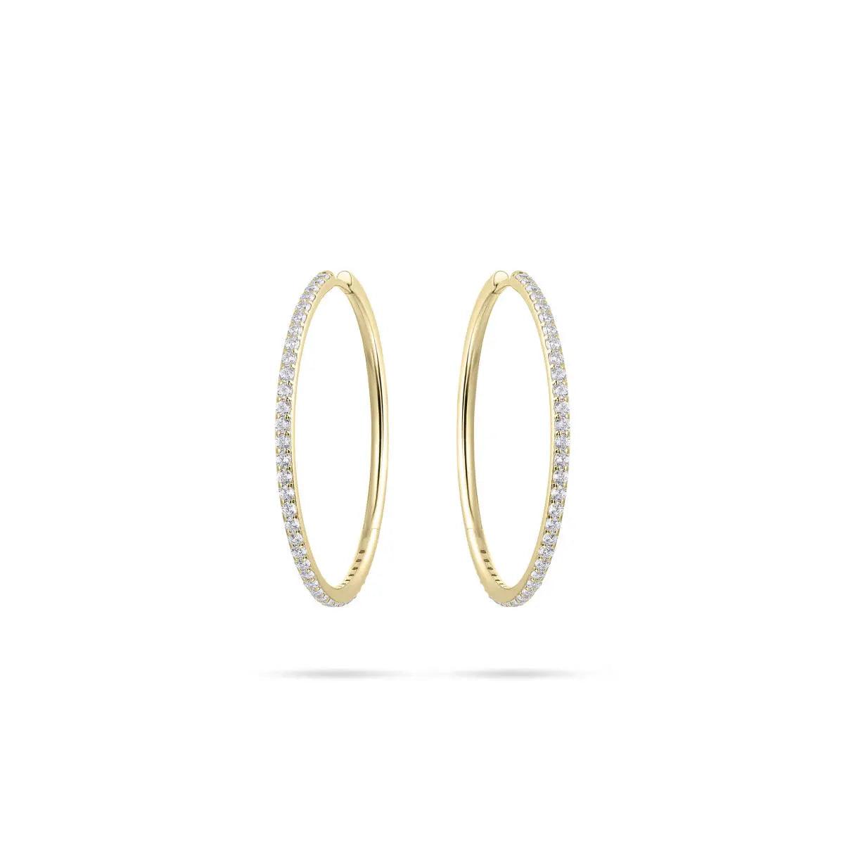 40mm Extra Maxi Gold Sparkling Hoop Earrings - Rococo Jewellery