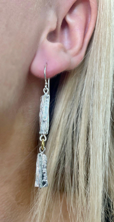 Saphirim 3 Dimensional Textured Drop Earrings - Rococo Jewellery