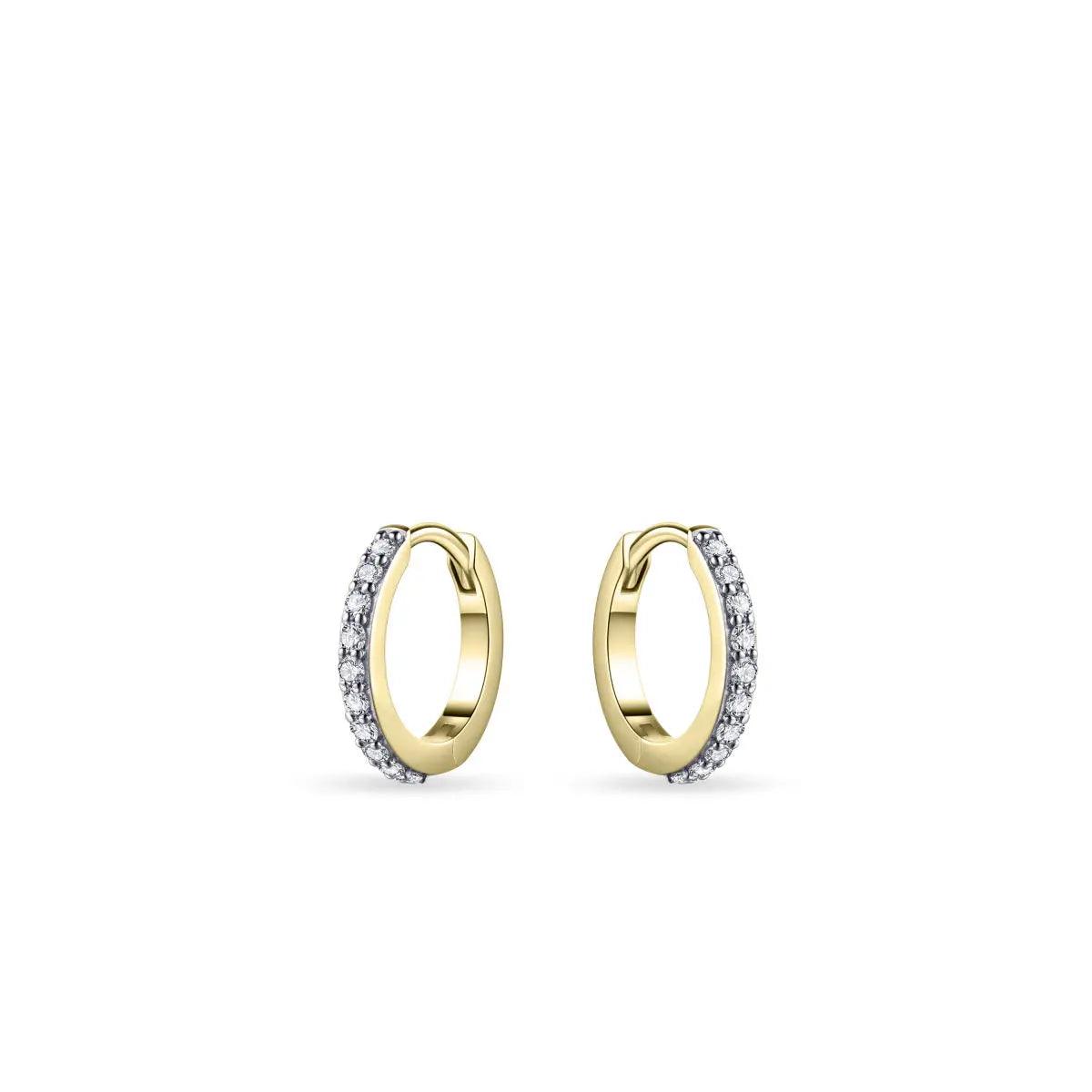 Every Day Yellow Gold Plated CZ Pave Hoop Earrings - Rococo Jewellery