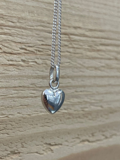 Sterling Silver Puff Heart Pendant Necklace - Rococo Jewellery