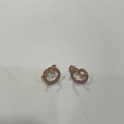 Rose Gold Plate CZ Spiral Stud Earrings - Rococo Jewellery