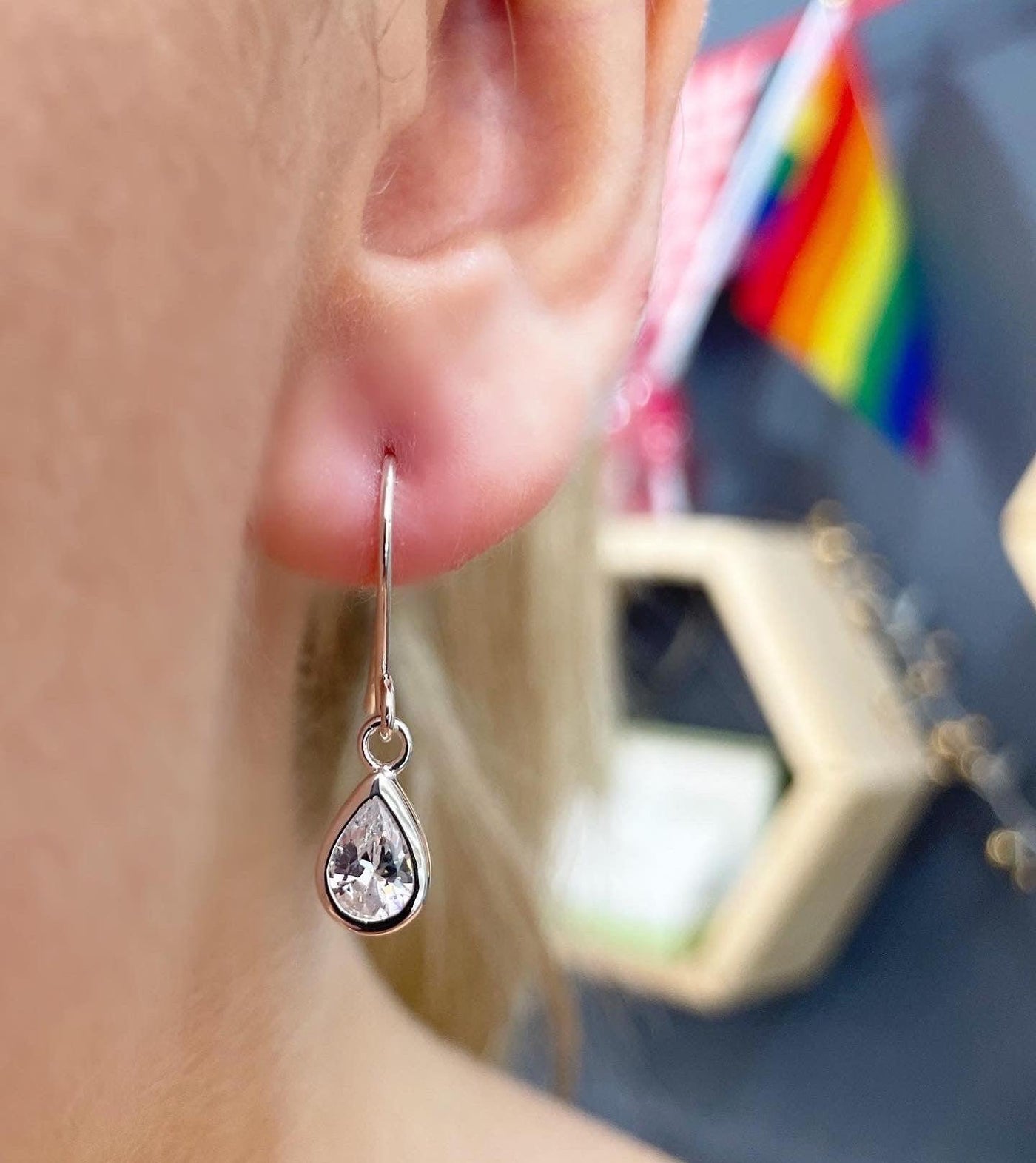 Cubic Zirconia Tear Drop Earrings - Rococo Jewellery