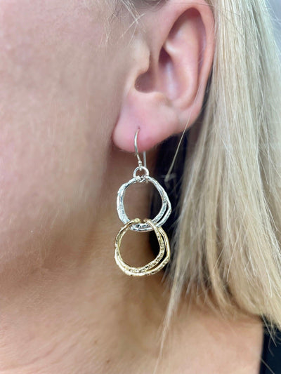 Saphirim Textured Double Drop Earrings - Rococo Jewellery