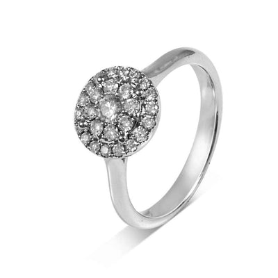 18ct White Gold Diamond Halo Illusion Ring - Rococo Jewellery