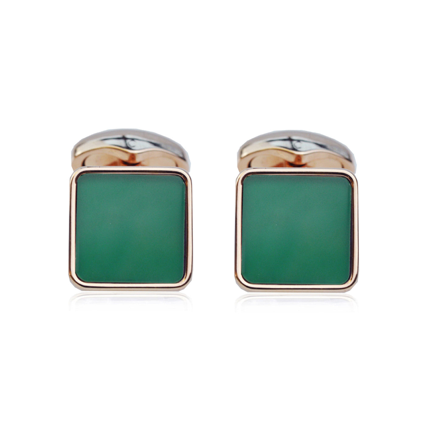 Babette Wasserman Key Stone Green Agate Cufflinks - Rococo Jewellery