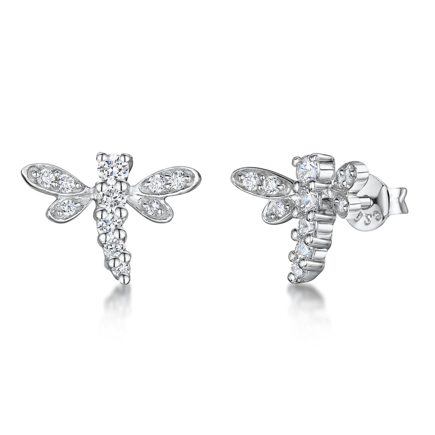 Jools Cubic Zirconia Dragonfly Stud Earrings - Rococo Jewellery