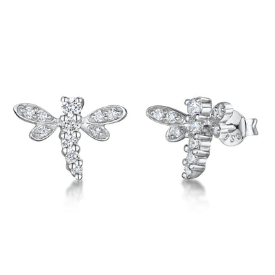 Jools Cubic Zirconia Dragonfly Stud Earrings - Rococo Jewellery