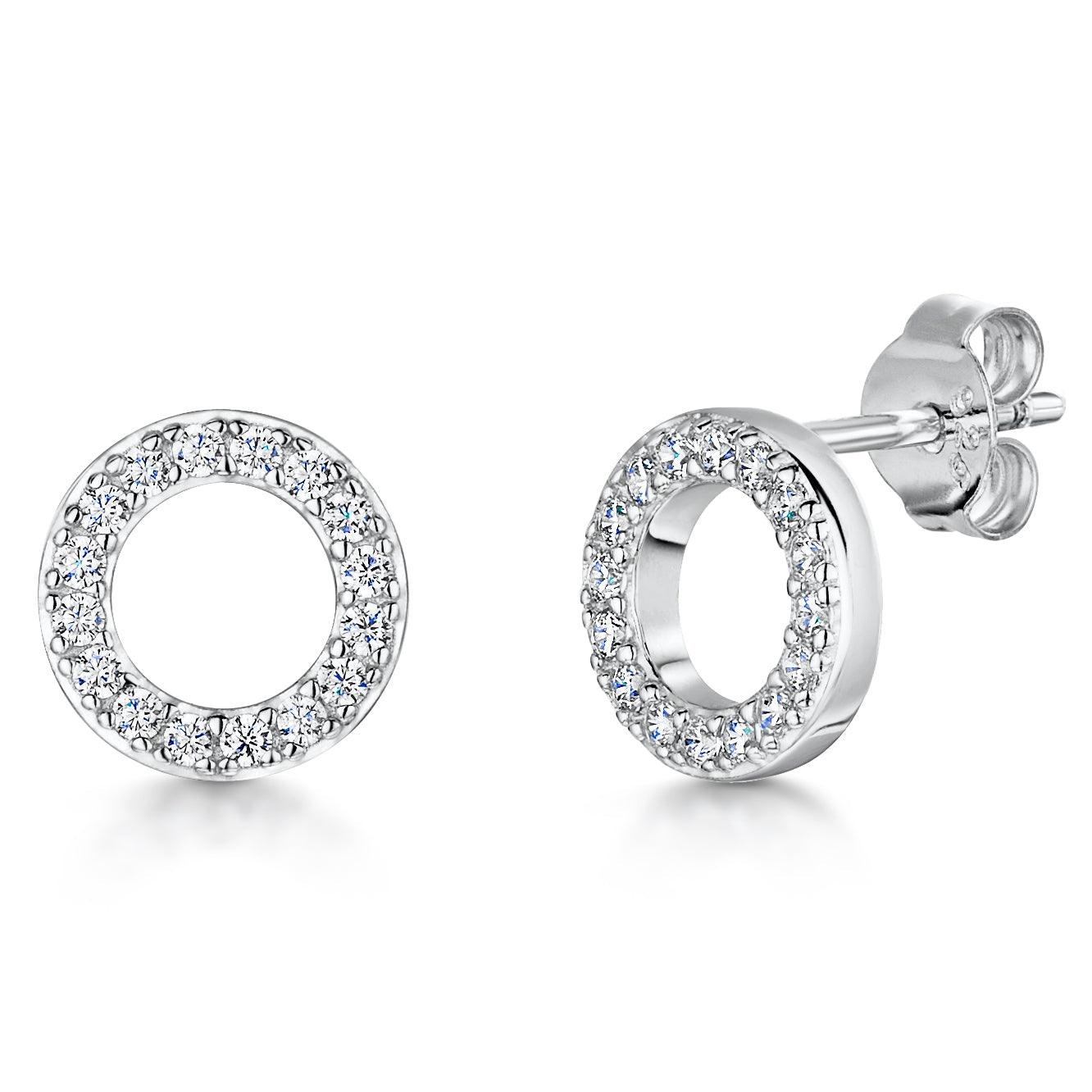 Jools CZ Open Circle Stud Earrings - Rococo Jewellery