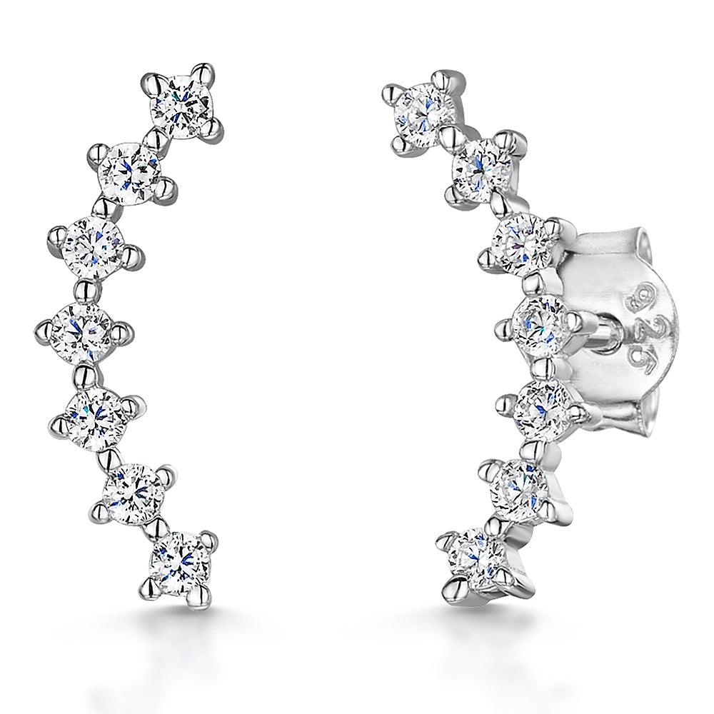 Jools Sterling Silver Cubic Zirconia Ear Climbers - Rococo Jewellery