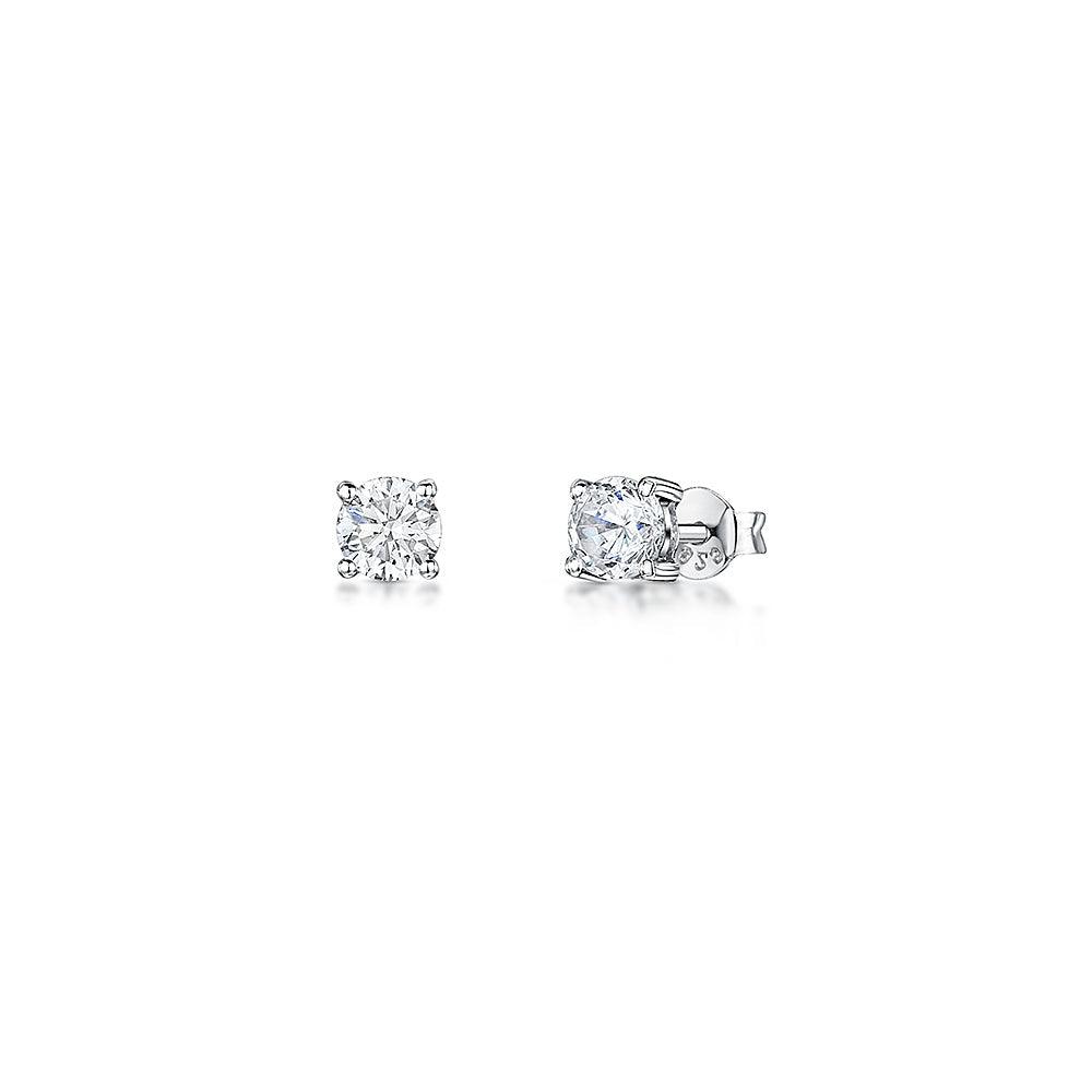 Four Claw Classic Solitaire Stud Earrings- Sterling Silver - Rococo Jewellery